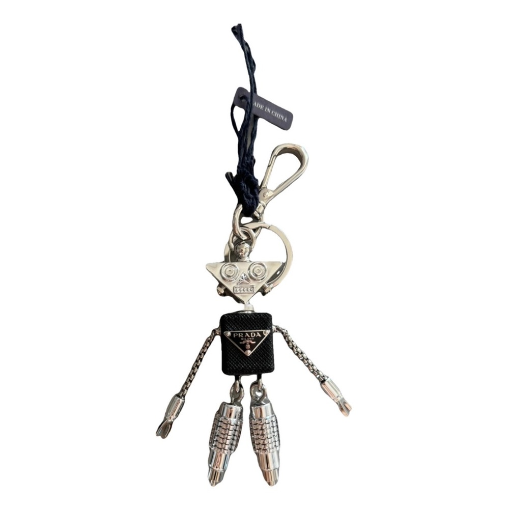 Prada saffiano leather robot bag charm keychain